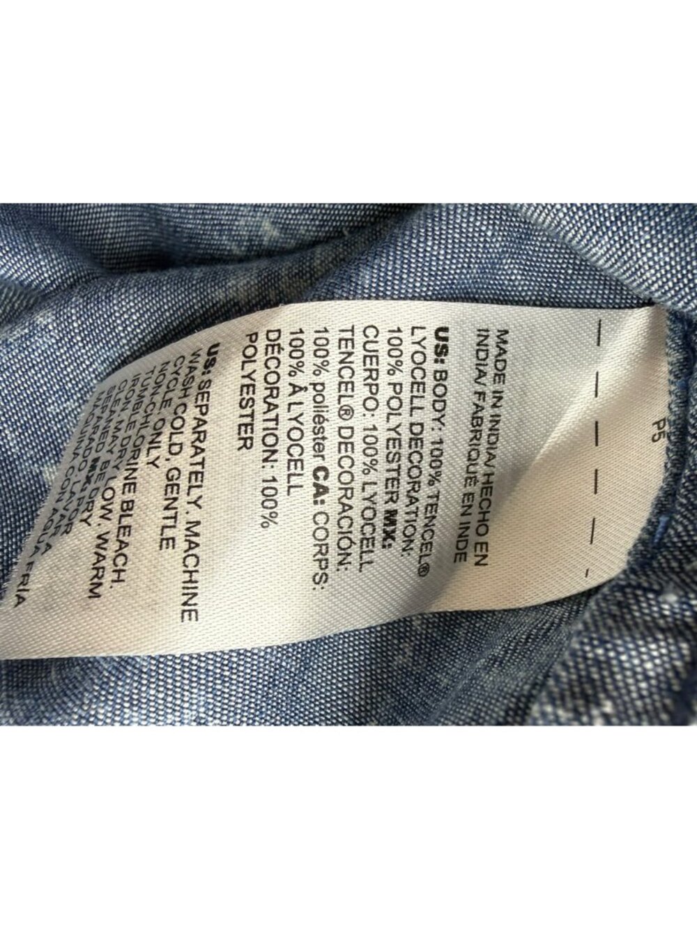 Chico's Blue Chambray Floral Embroidered Blouse Size M K0852 - Picture 8 of 10